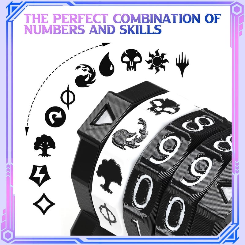 Ravonixis MTG Life Counter Wheel Health Tracker Gradient Game Counter for Board Game Compatible Table top Games with Magic Card Game Accessories CCG Creature Stats (Black with White) - Image 2